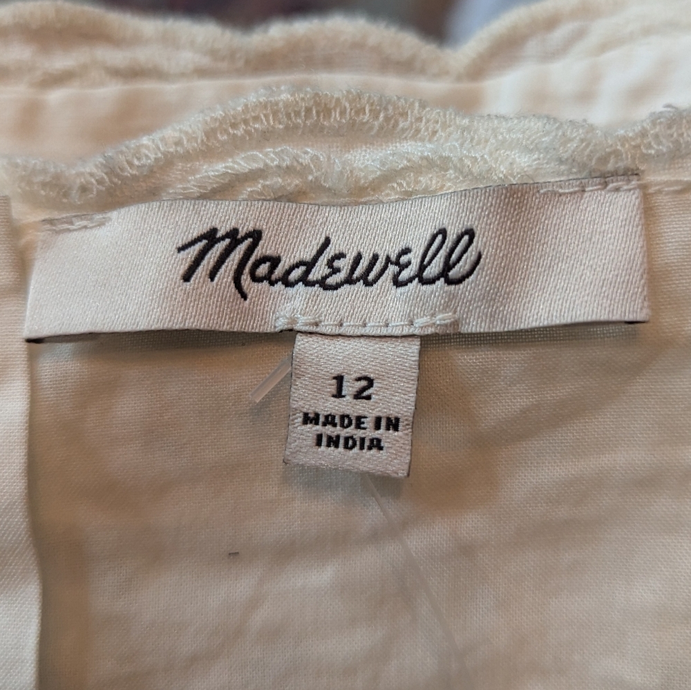 Madewell Eyelet Linen-Blend Crop Tank Top in Cream, Size 12 - Picture 8 of 11